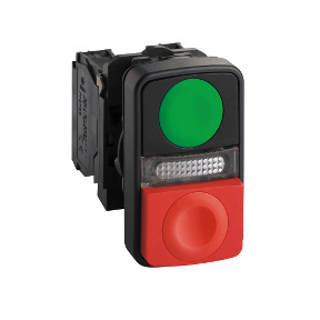 Pulsador luminoso doble ø 22 - verde rasante/rojo saliente 1NA+1NC 120v ref. XB5AW73731G5 Schneider Electric [PLAZO 3-6 SEMANAS]